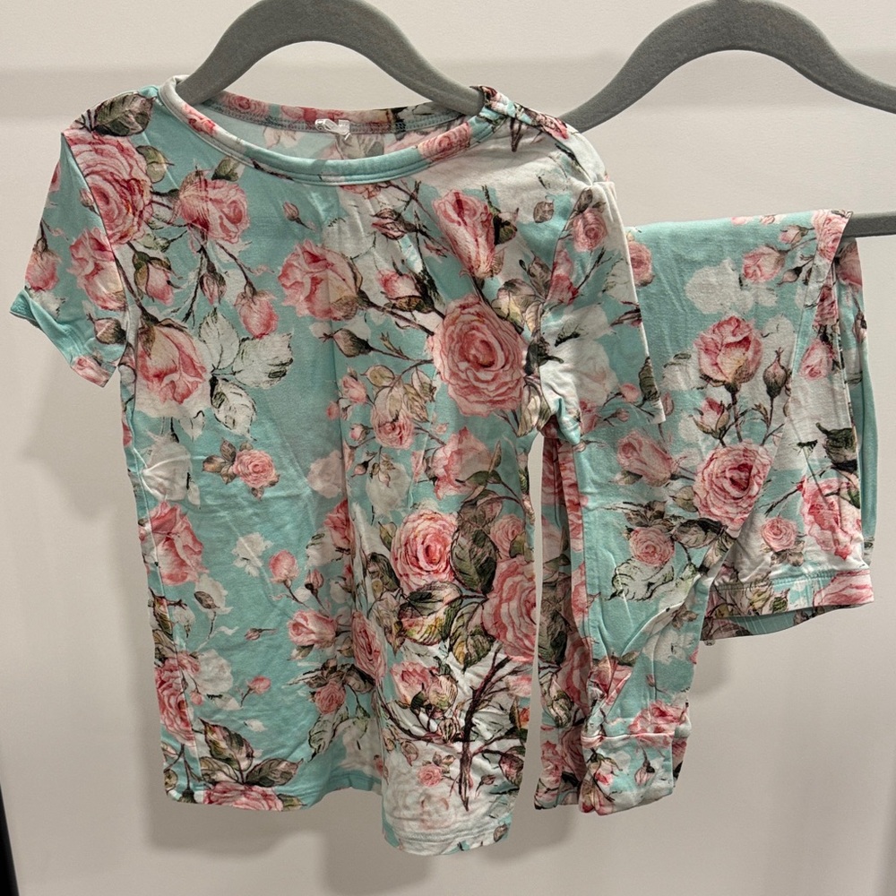 Posh Peanut Floral Pajama Set - Pink and Blue